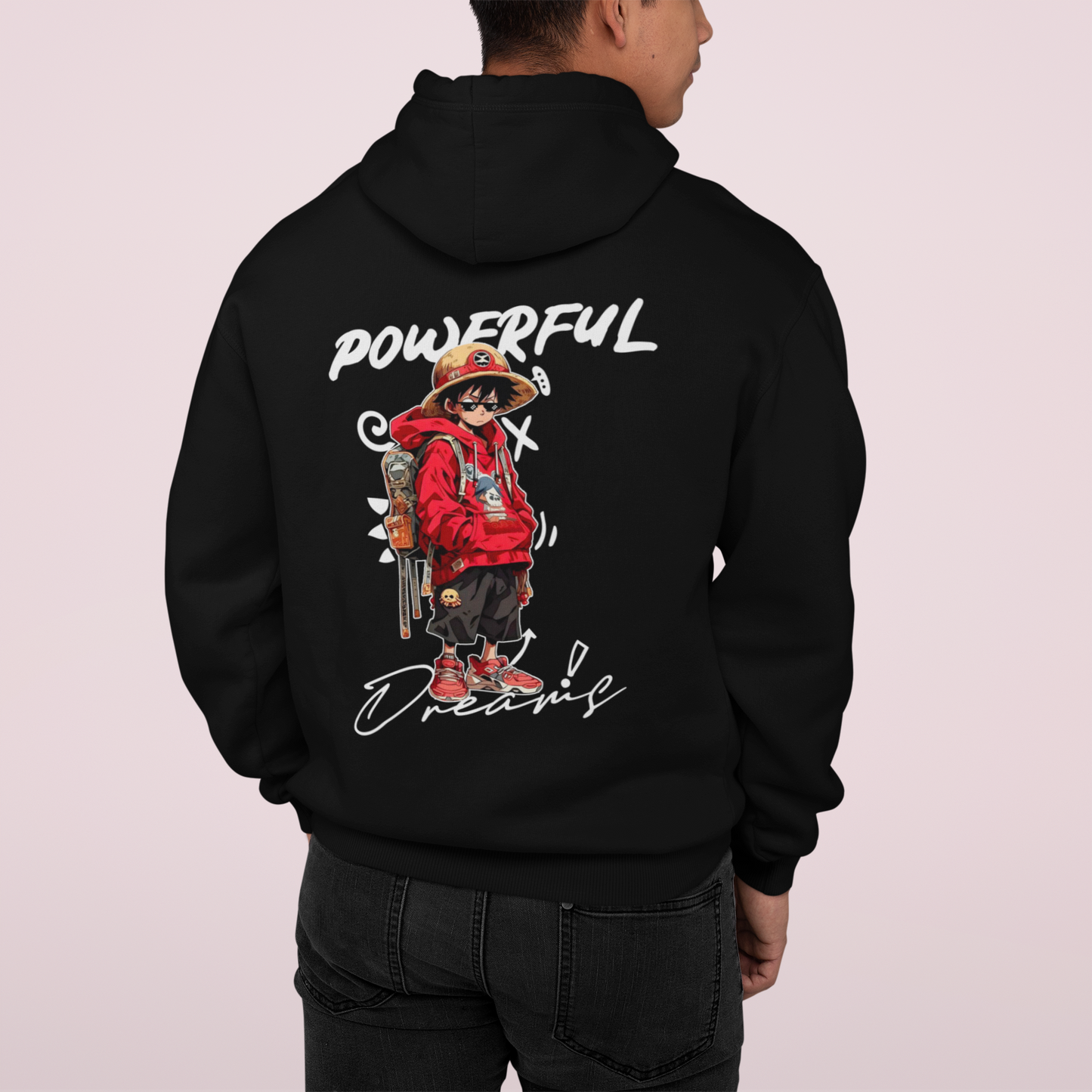 POWERFUL DREAMS - LUFFY - ONE PIECE Premium Unisex Oversized Hoodie mit Tasche